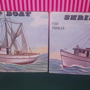 1955 Topps Rails and Sails #192 Shrimp Boat Fish Trawler Trading Cards Set of 2